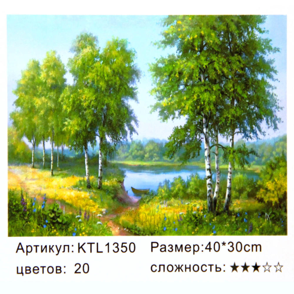 Рисование по номерам 30*40 Природа.Березы KTL1350 уп.1/30 арт.124 (250120).  Купить оптом в Новосибирске – Полиграфсоюз